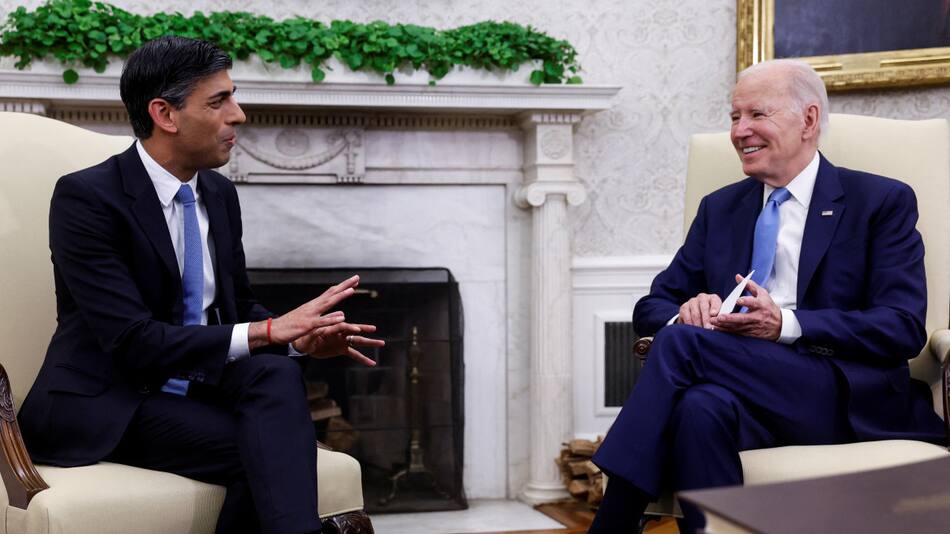 Sunak y Biden firman un nuevo acuerdo. Foto: Reuters